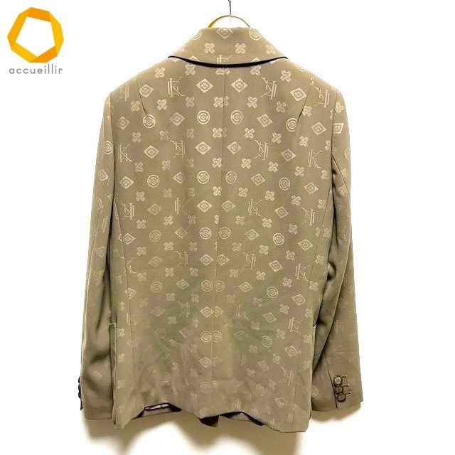 a イタリヤ 伊太利屋 ジャケット 7 ベージュ系 テーラード 総柄