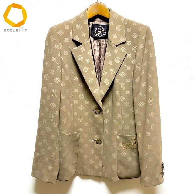 a イタリヤ 伊太利屋 ジャケット 7 ベージュ系 テーラード 総柄