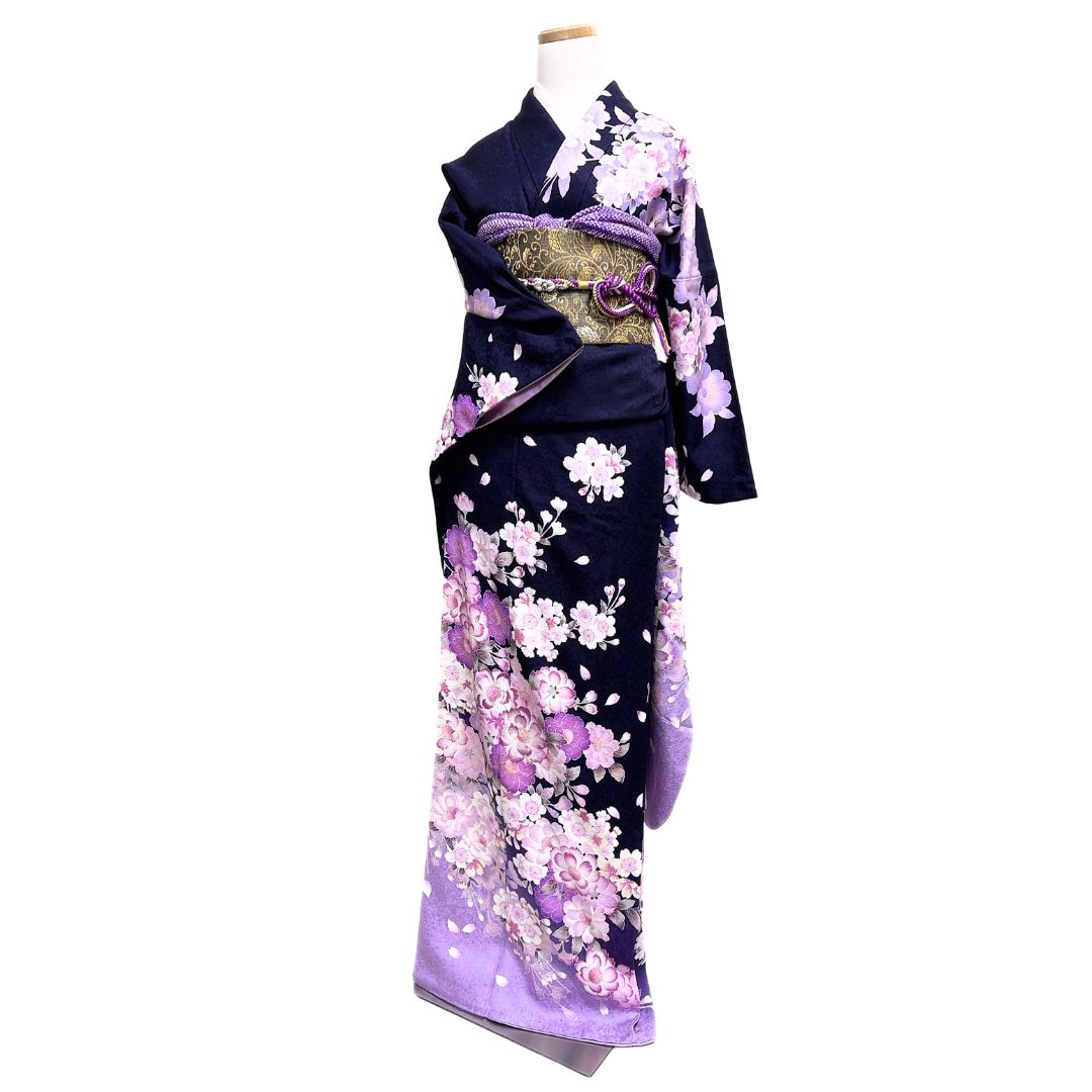 振袖 八重桜 枝垂れ桜 刺繍 グラデーション 晴れの日 着物 124b d ms