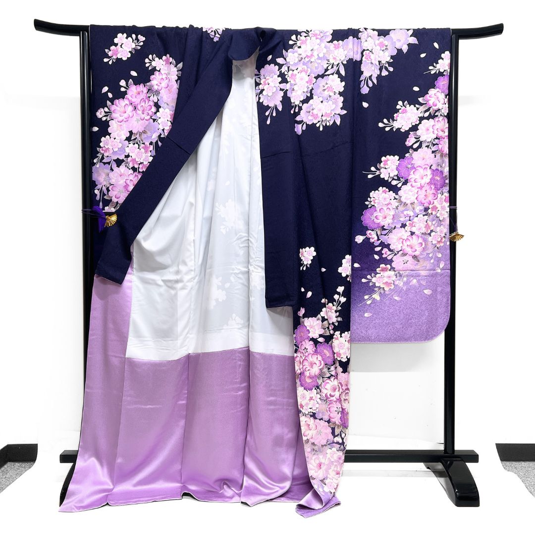 振袖 八重桜 枝垂れ桜 刺繍 グラデーション 晴れの日 着物 124b d ms