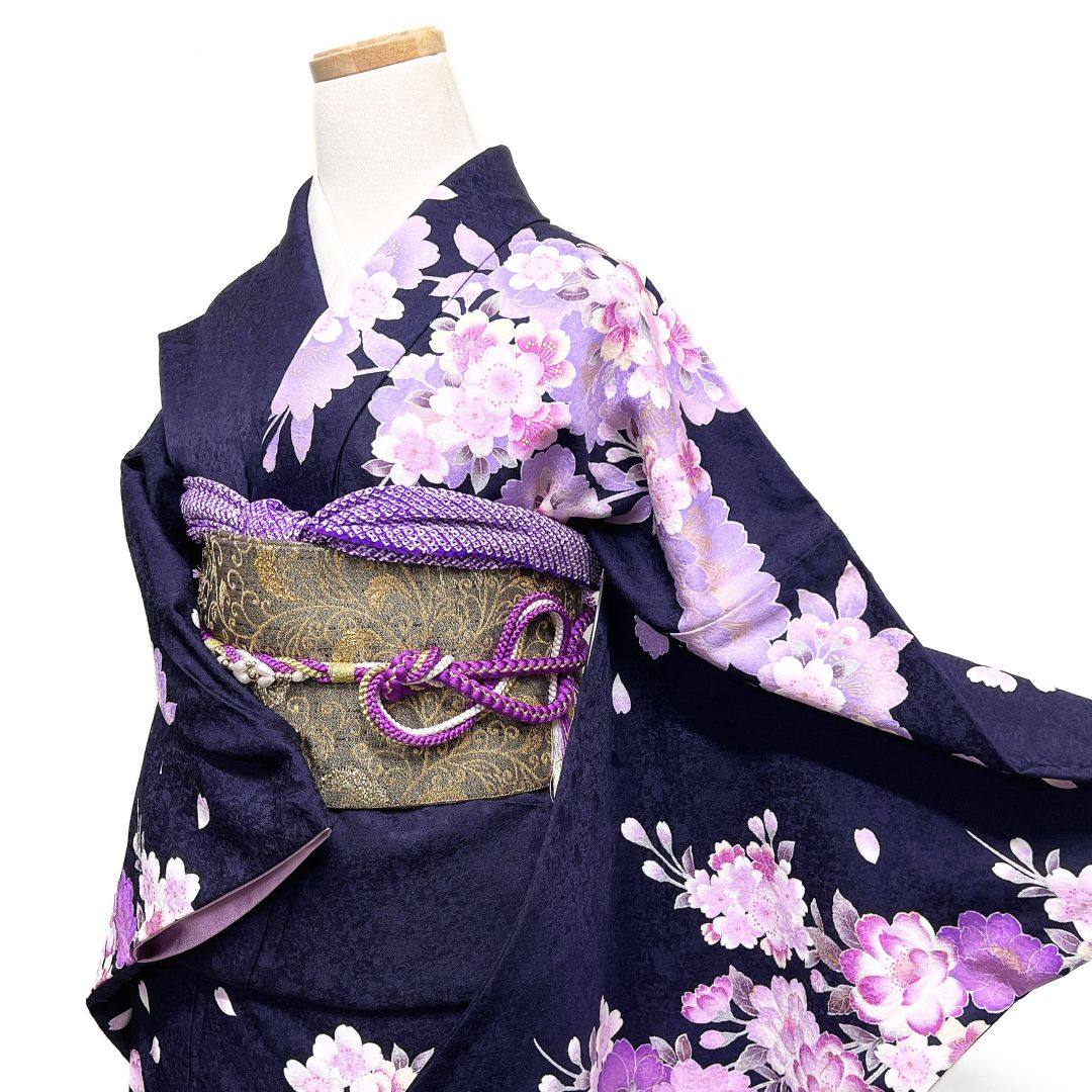 振袖 八重桜 枝垂れ桜 刺繍 グラデーション 晴れの日 着物 124b d ms
