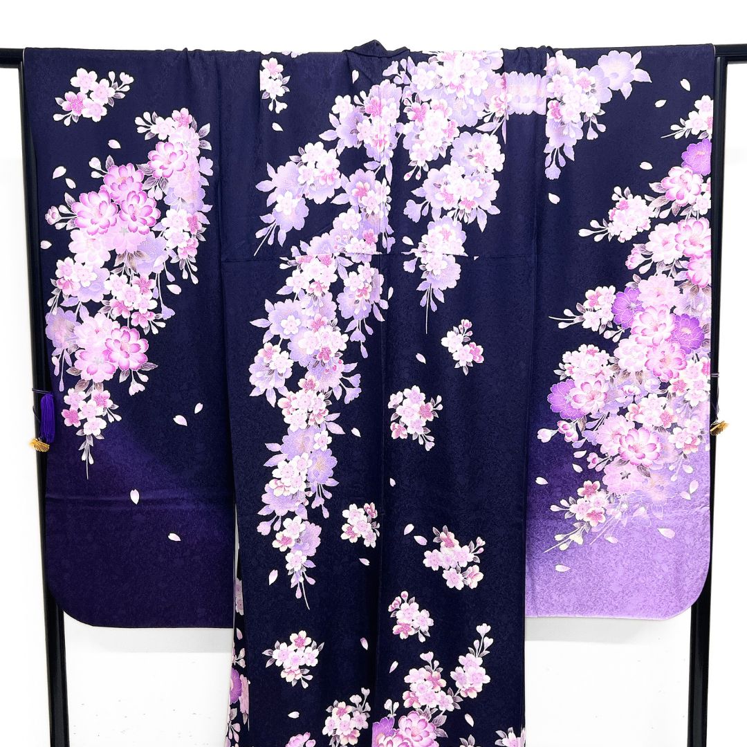 振袖 八重桜 枝垂れ桜 刺繍 グラデーション 晴れの日 着物 124b d ms