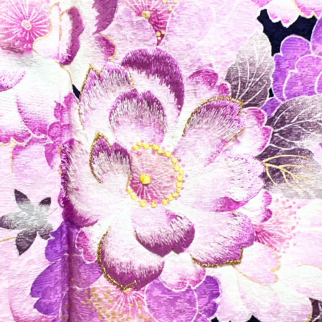 振袖 裾暈し 八重桜 桜地紋 振袖 八重桜 枝垂れ桜 刺繍 グラデーション 晴れの日 着物 124b d ms