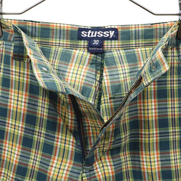 STUSSY ステューシー 90s USA製 チェック柄 カーゴショートパンツ w30