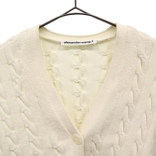 アレキサンダーワン 長袖 ショート丈 ニット カーディガン ホワイト Alexander Wang レディース Alexander Wang - アレキサンダーワン ロゴトリムショート丈