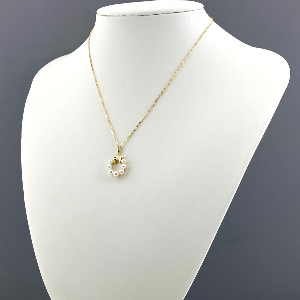 MIKIMOTO リボンモチーフ 真珠 ネックレス MIKIMOTO/ミキモト】 リボンモチーフ アコヤ真珠 7.0mm ネックレス K14