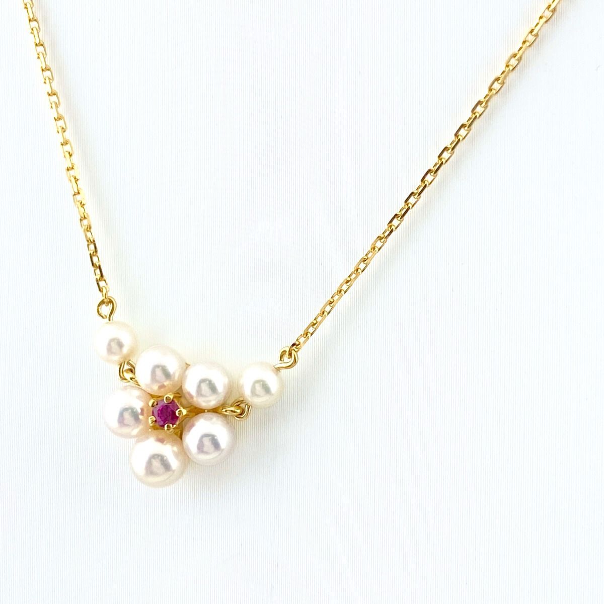 ミキモト MIKIMOTO フラワーモチーフ デザインネックレス YG イエロー 