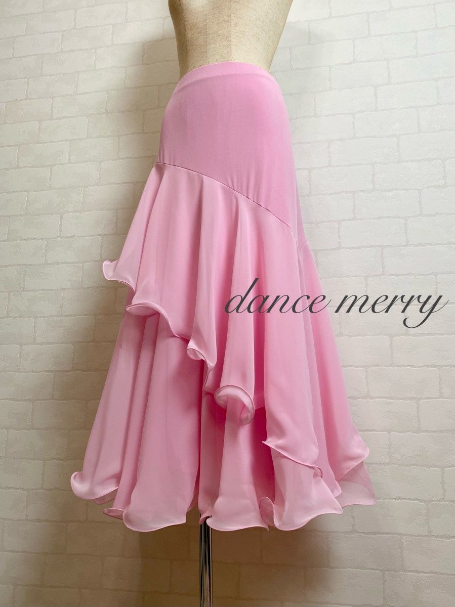 新品 社交ダンス ツーピース ワルツ 薄 ピンク セットアップ 衣装 2839