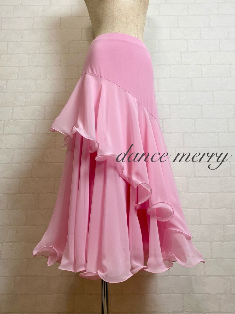 新品 社交ダンス ツーピース ワルツ 薄 ピンク セットアップ 衣装 2839
