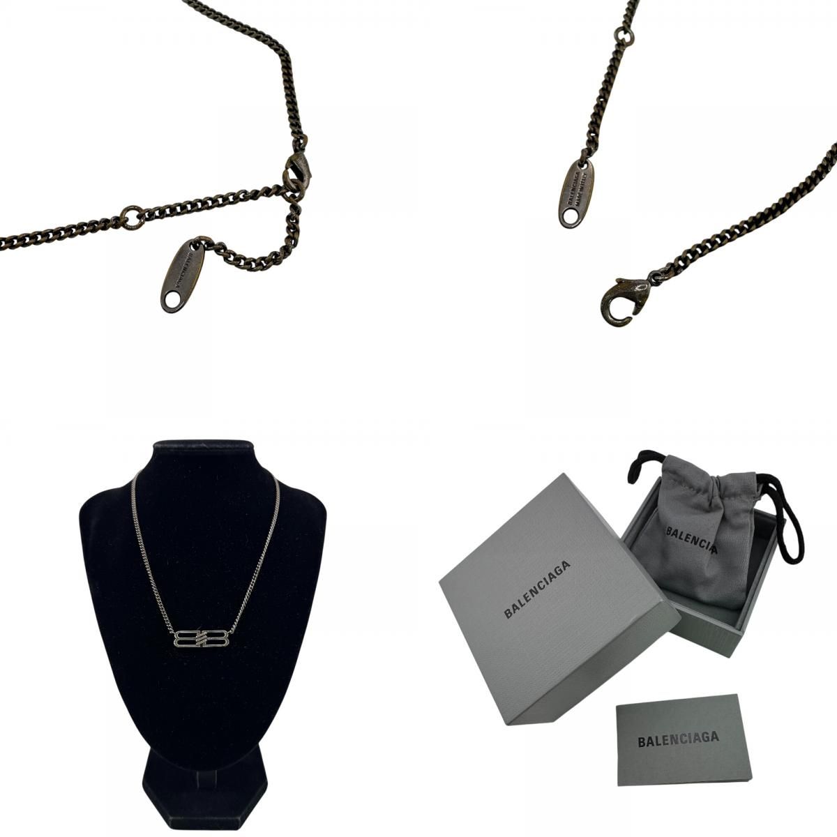 BALENCIAGA バレンシアガ BB ICONグルメット ネックレス シルバー ユニ