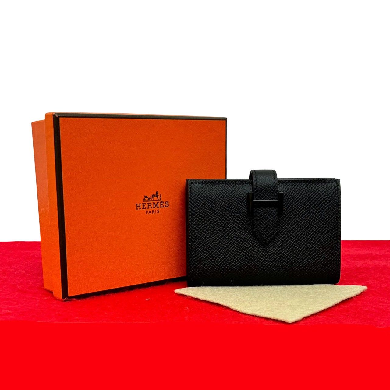 未使用保管品 箱付き U 刻印 HERMES エルメス ベアン カードケース 