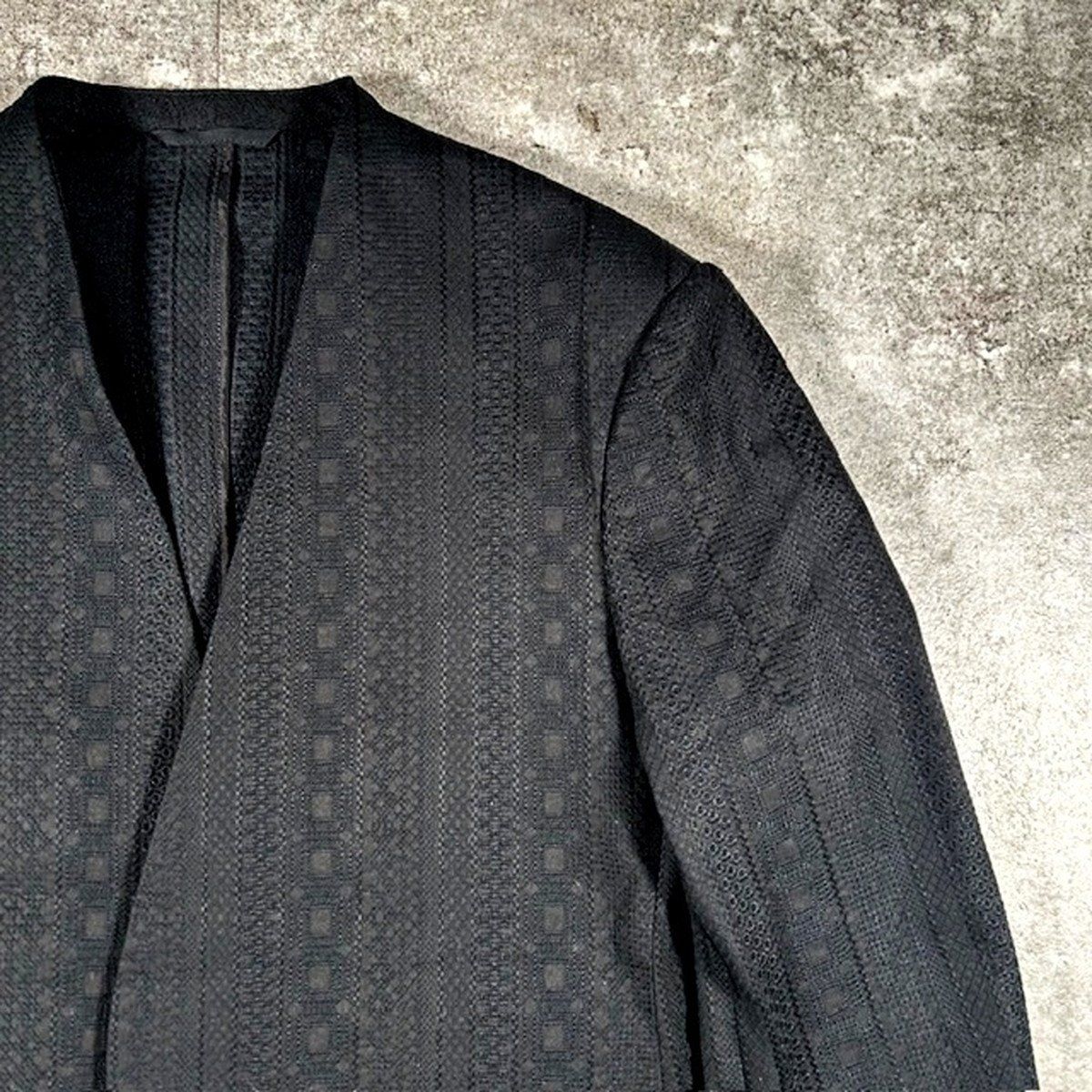 SEEALL シーオール クラシックノーカラージャケット 刺繍 黒 ブラック