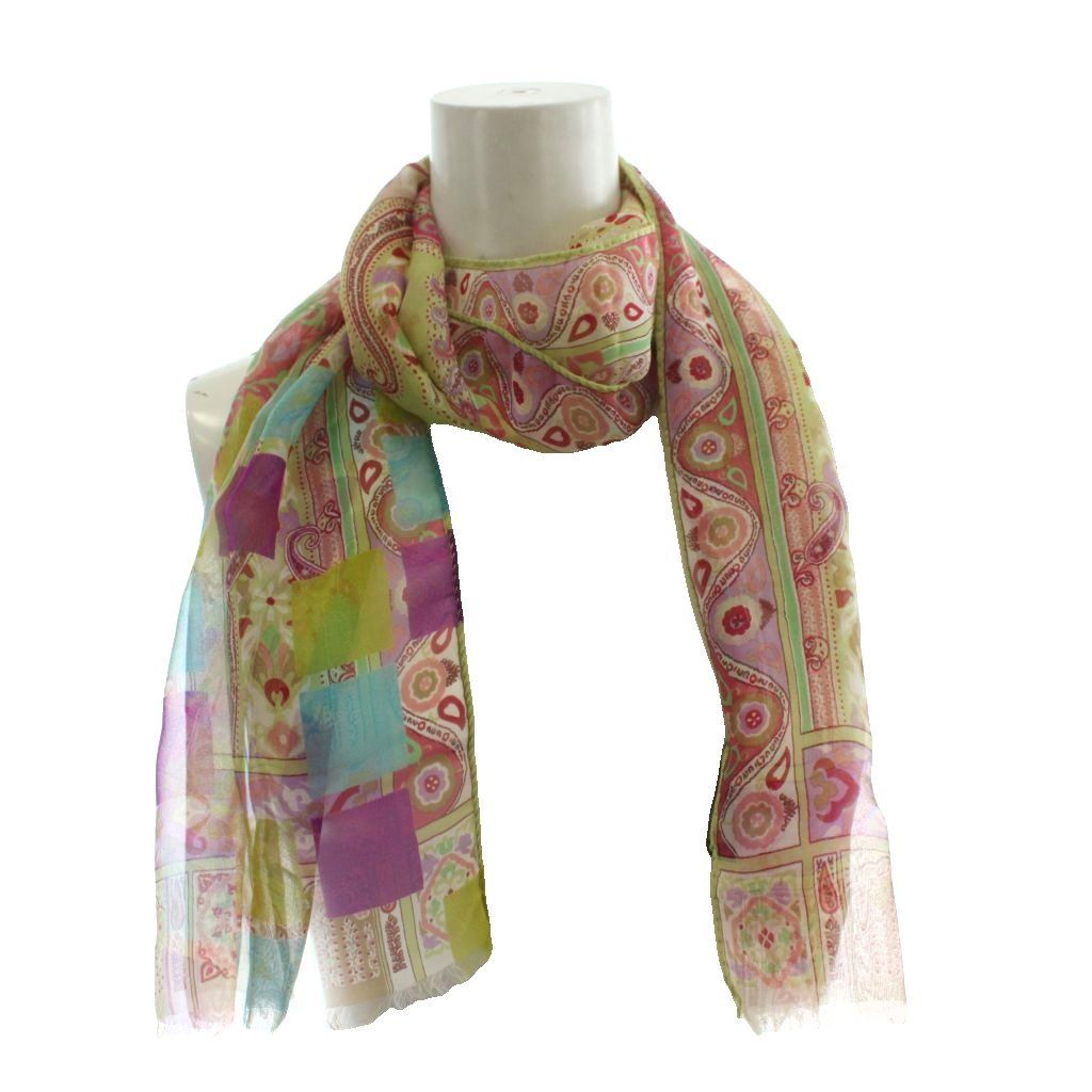 エトロ ETRO ストール 花柄 シルク シアー 総柄 マルチカラー □GY18