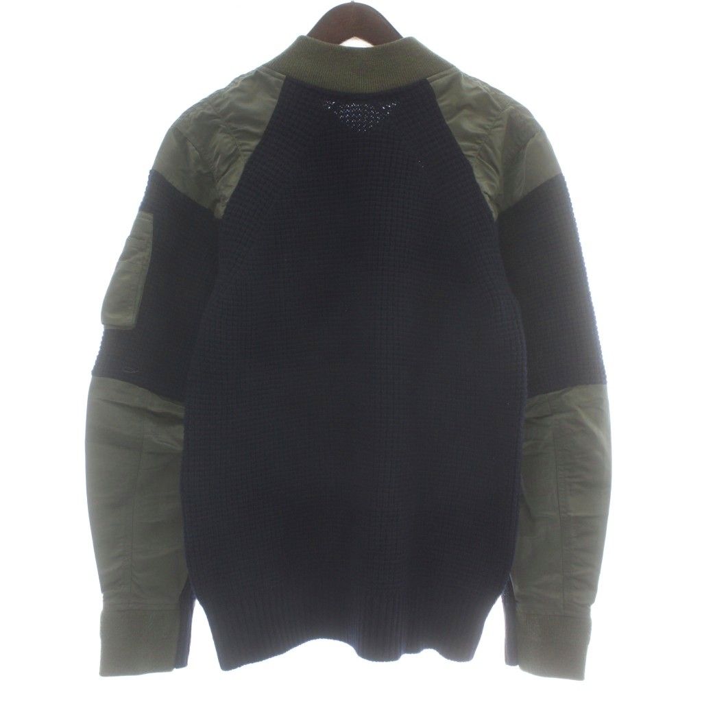 sacai MA-1 MIXウールニット シェルパネル　カーキ sacai MA-1 MIXウールニット シェルパネル カーキ Sacai ニット