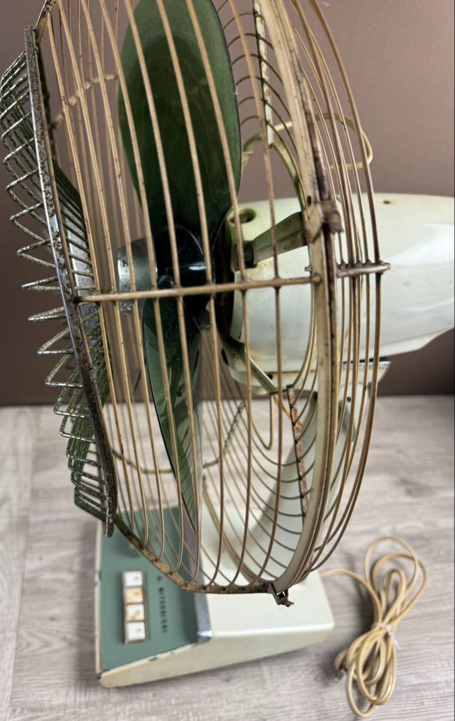 三菱 扇風機 D35-L2型 35cm 細目扇 オリーブ 三菱電機株式会社 動作OK