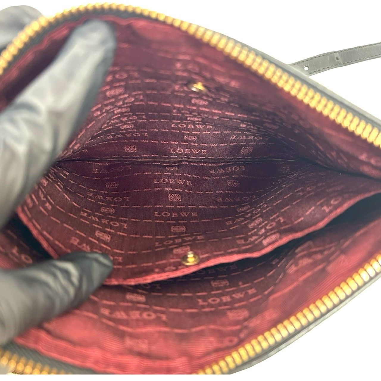 極 美品 希少品 LOEWE ロエベ ヘリテージ ロゴ 刻印 レザー 本革