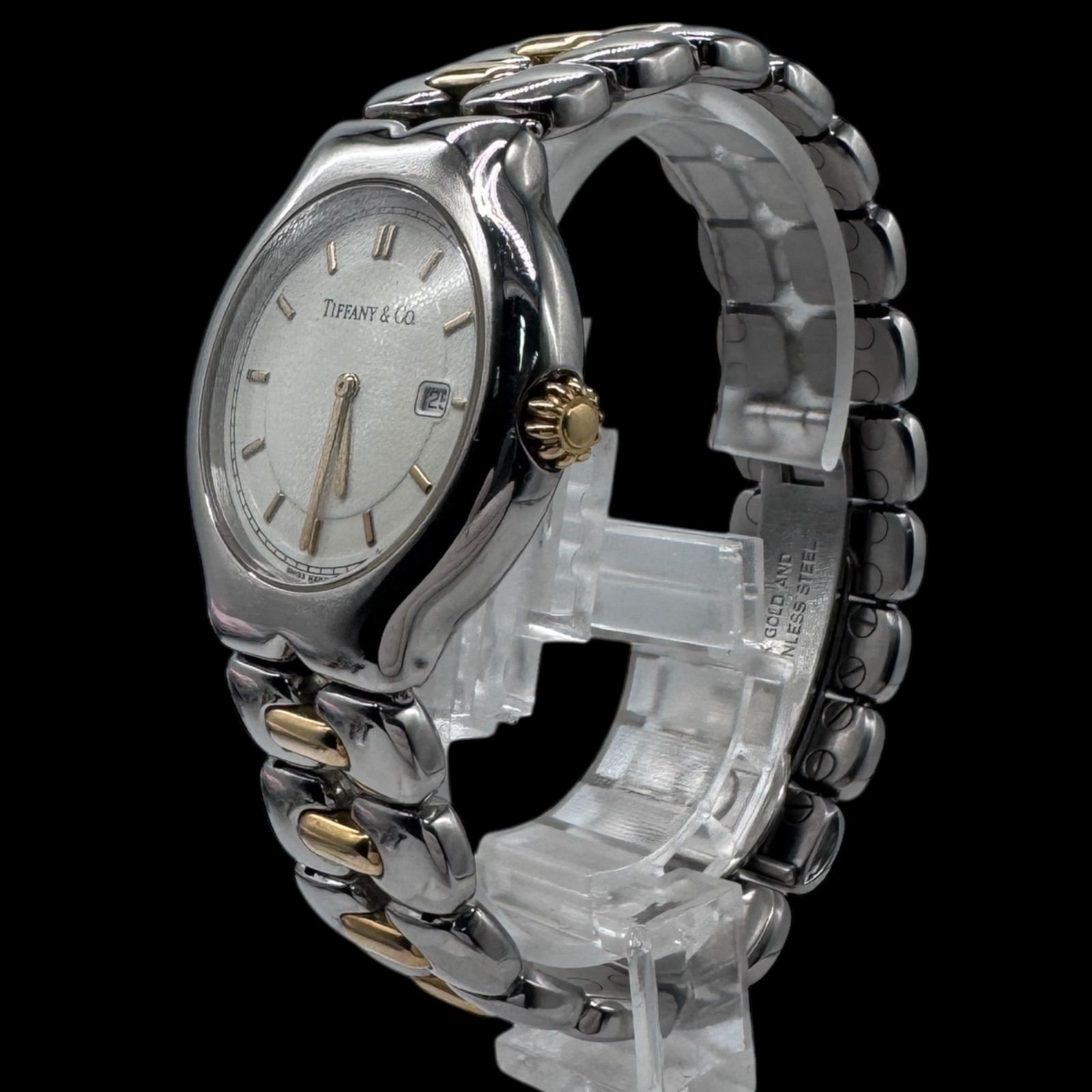 新品電池稼働 美品 TIFFANY&Co ティファニー 18K SS TESORO ティソロ 