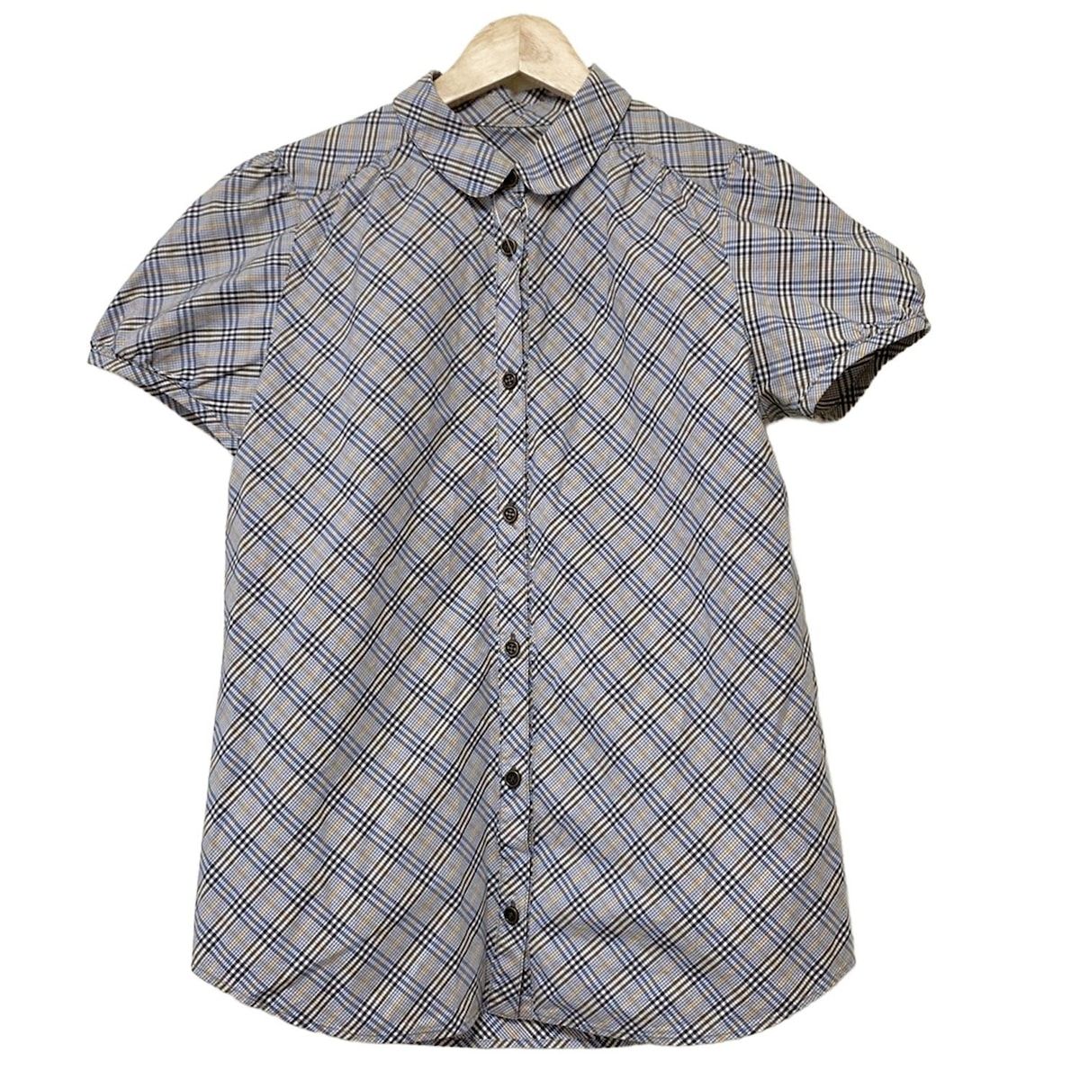 バーバリーブルーレーベル★半袖ラメチェックブラウス＆インナー　38 新品タグ付き BURBERRY ブルーレーベルラップスタイル 半袖ブラウス38