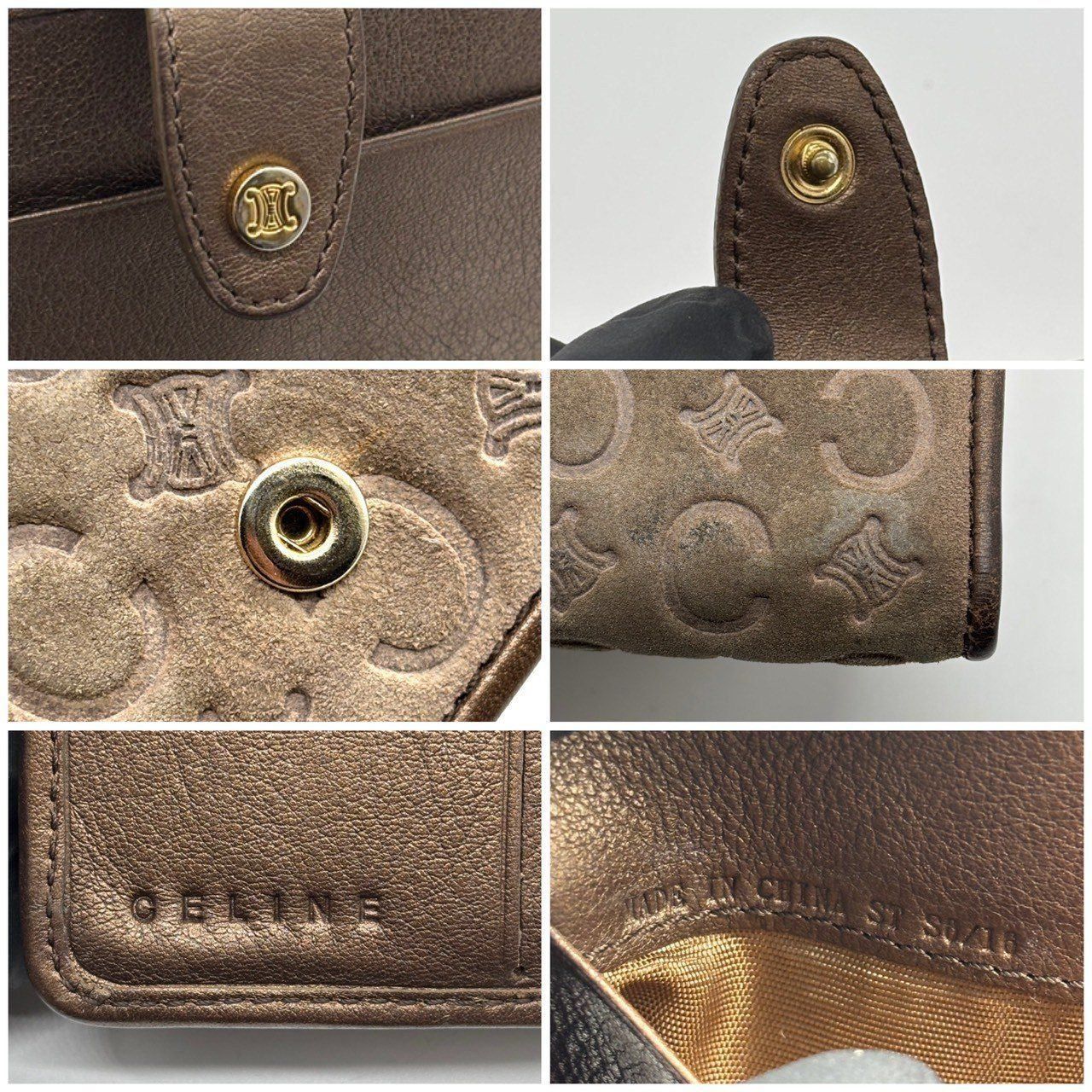 セリーヌ ウォレット Cマカダム トリオンフ レディース 二つ折り スウェード 静かに艶めく上質感】 CELINE セリーヌ 二つ折り財布 Cマカダム