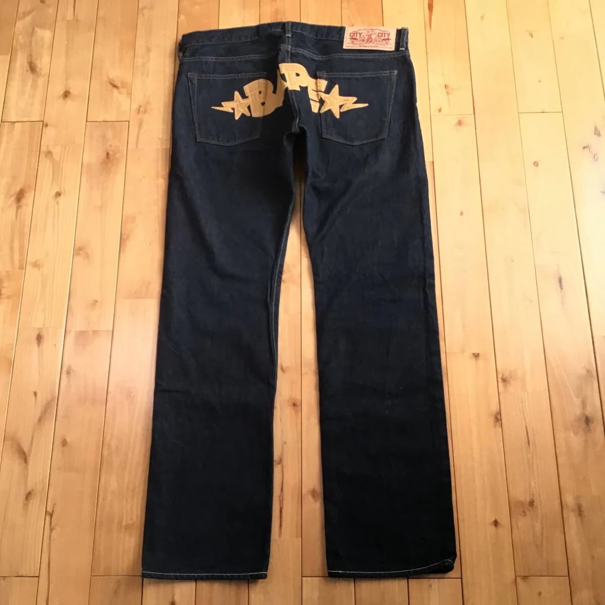 ☆XL☆ BAPESTA 刺繍 デニム パンツ a bathing ape star BAPE sta