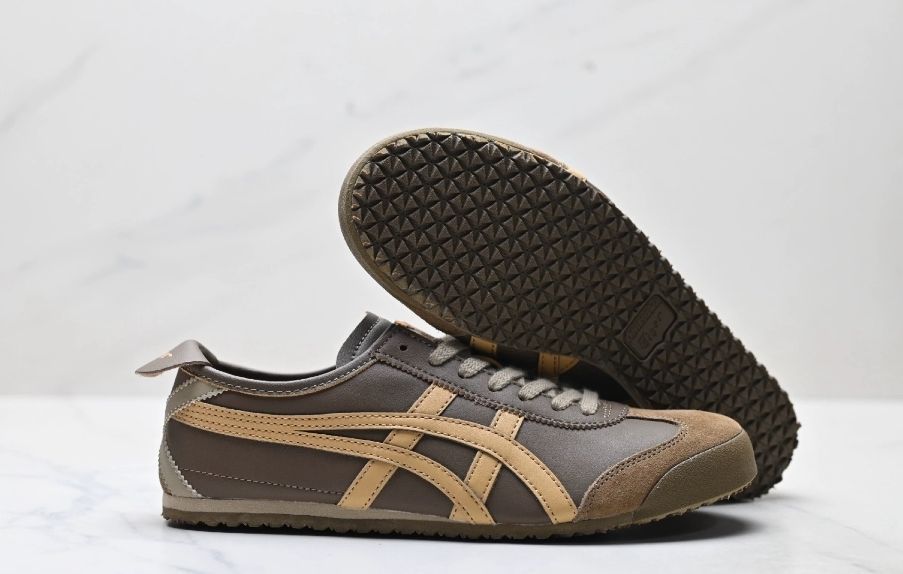 Onitsuka Tiger MEXICO 66 ブラウン×ベージュ レザー スニーカー