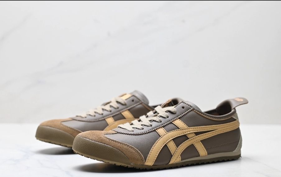 ぺぺ Onitsuka Tiger MEXICO 66 ブラウン×ベージュ レザー スニーカー