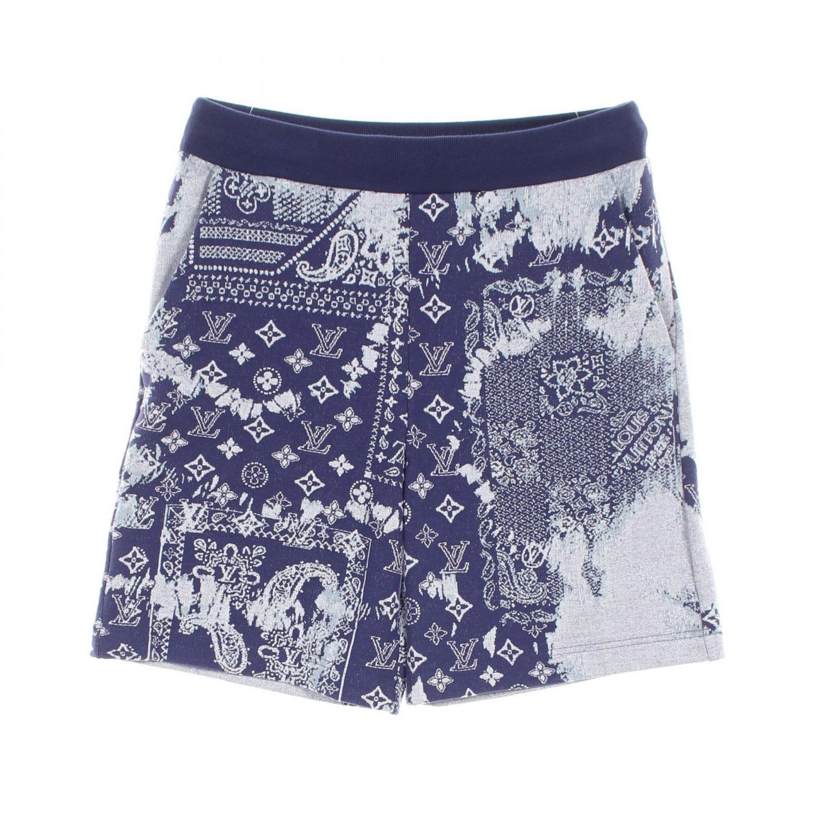 ルイヴィトン　モノグラム バンダナ 　サイズS　ハーフパンツ　メンズ　ブルー ルイ・ヴィトン LOUIS VUITTON パンツ モノグラムバンダナ ショーツ