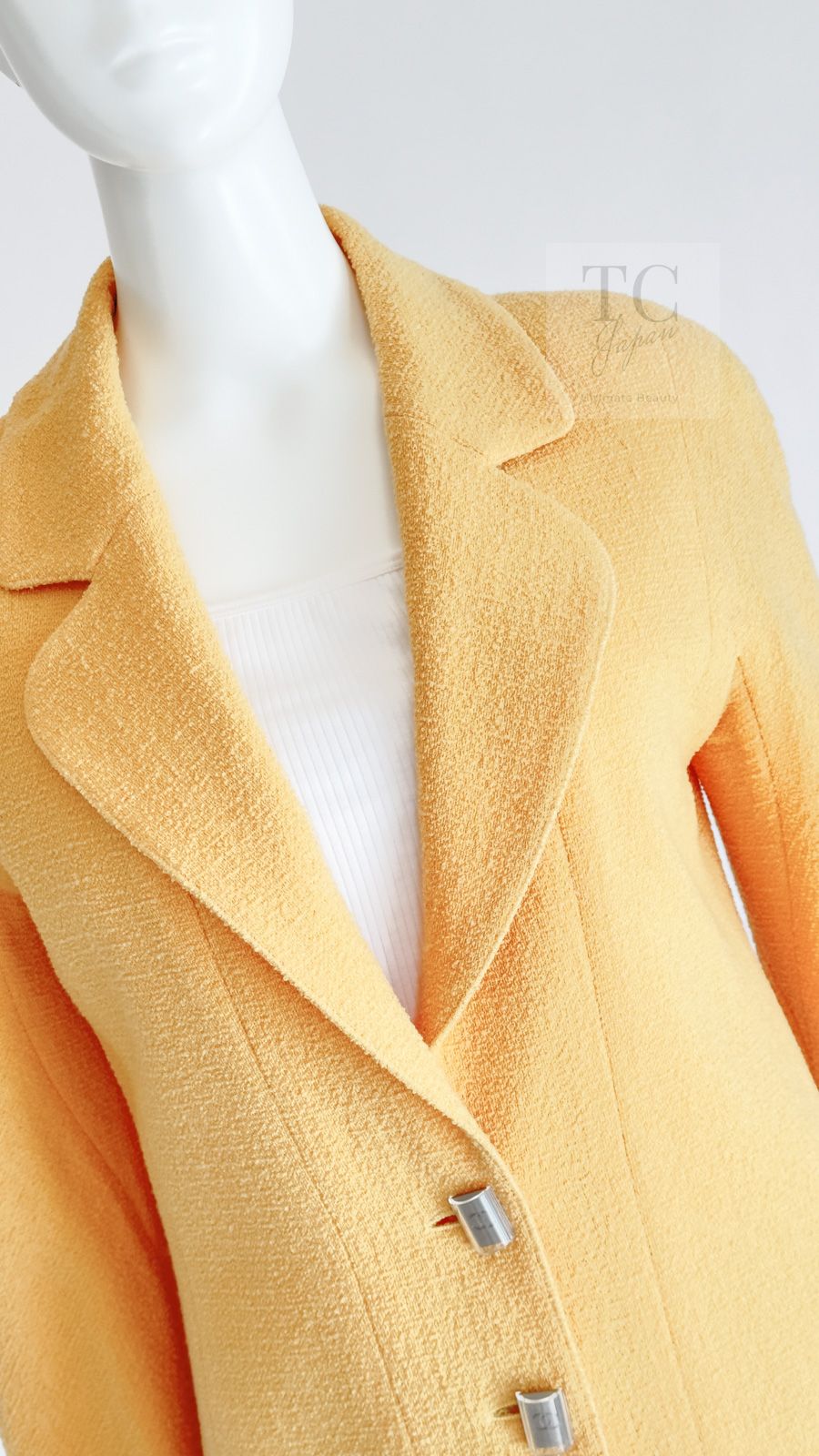 シャネル ヴィンテージ ジャケット CHANEL ソフト イエロー CC ボタン