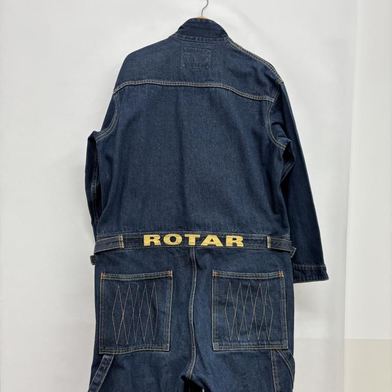 ローター オールインワン つなぎ ロゴ サイドライン 刺繍 デニム