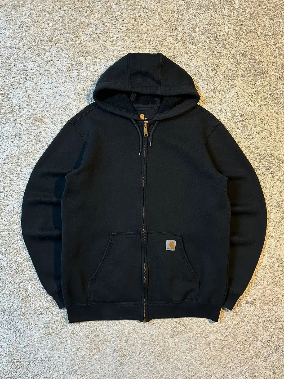本物保証，高品質 海外 M Carhartt カーハート ルーズフィット ミッドウェイト フーディー ジップアップ ブラック パーカー