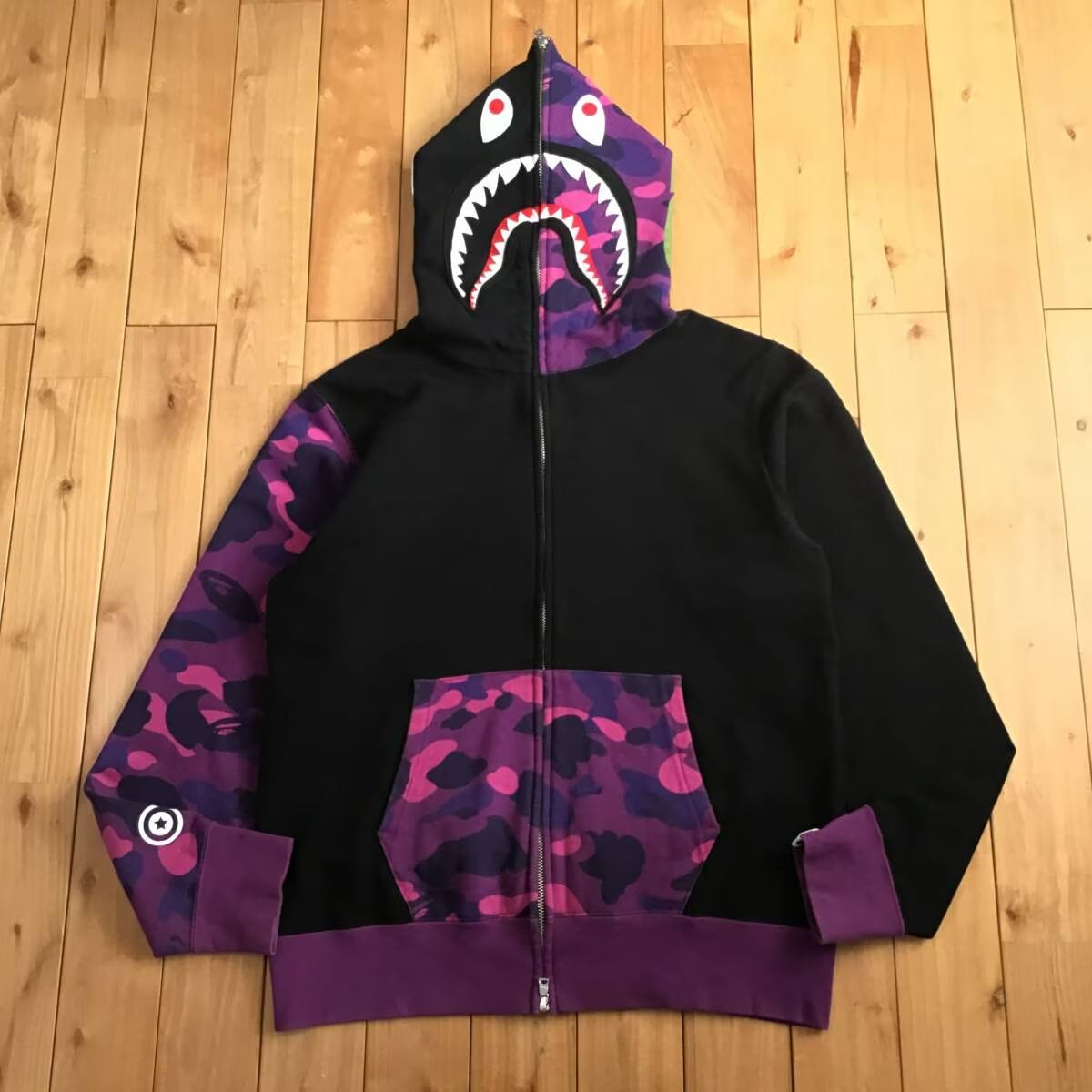 Purple camo × Black シャーク パーカー Mサイズ shark full zip
