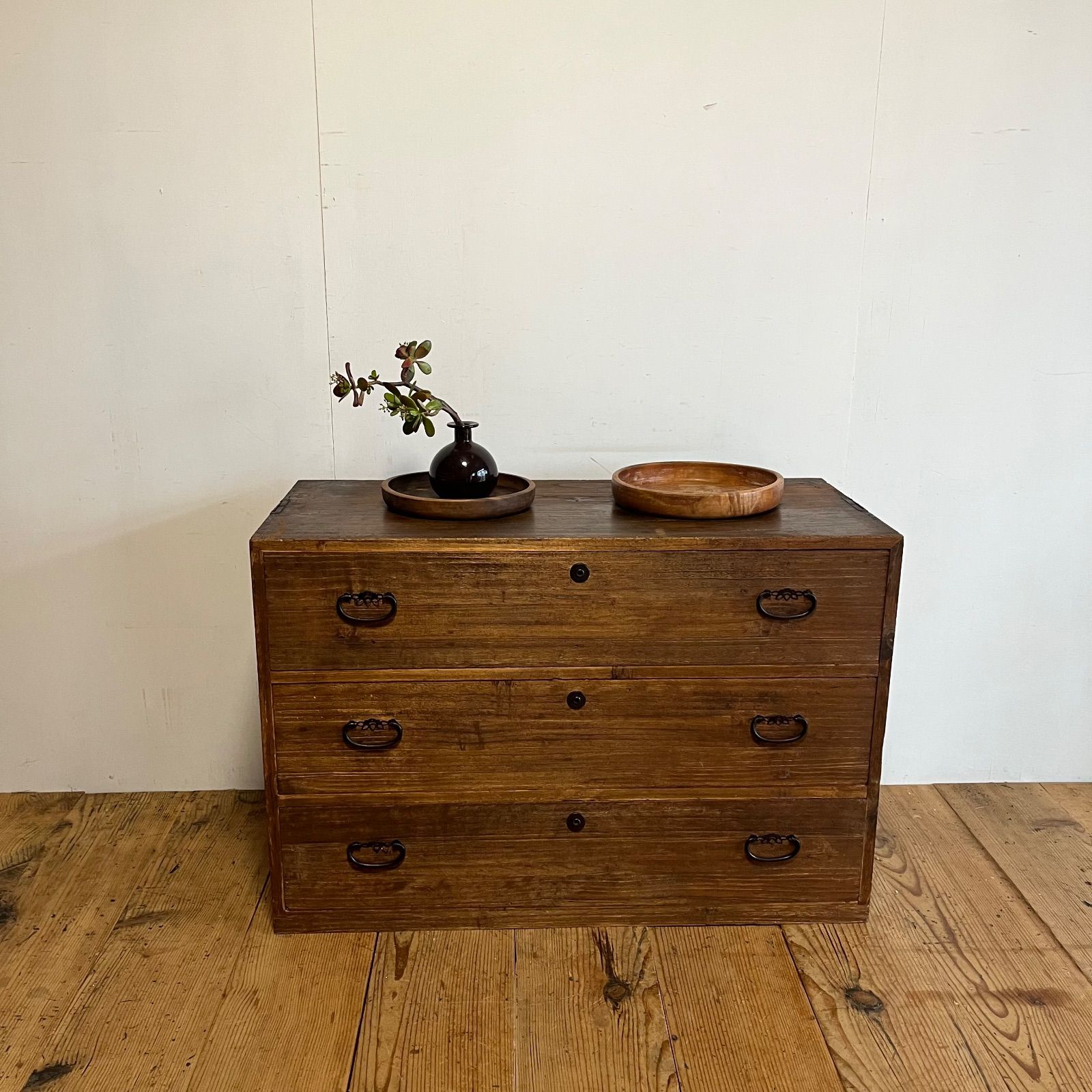 アンティーク 古家具 整理箪笥 3段 箪笥 テレビ台 ローチェスト レトロ