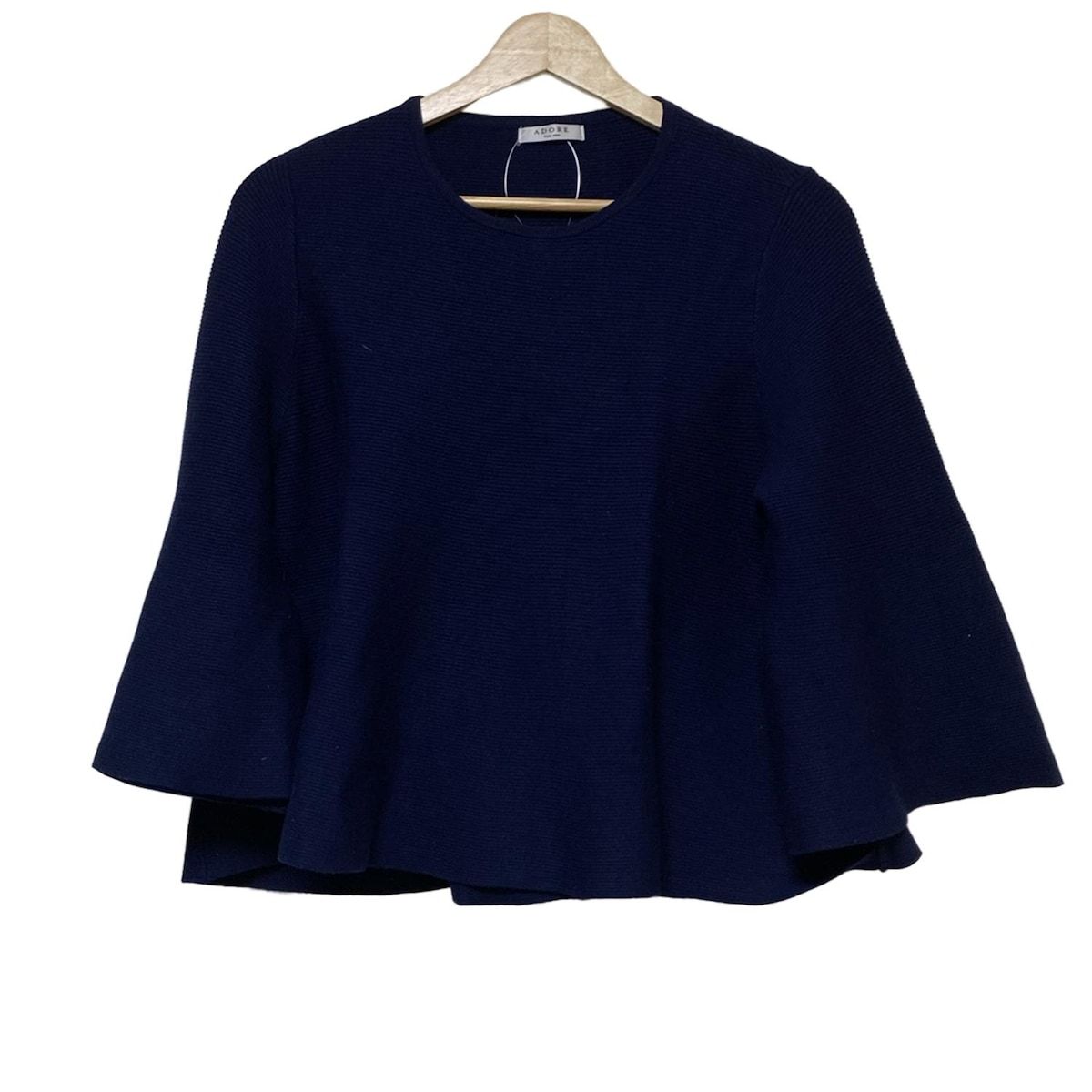 匿名発送　美品　ADORE アドーア　デザインニット　ネイビー　サイズ38 匿名発送 美品 ADORE アドーア デザインニット ネイビー サイズ38
