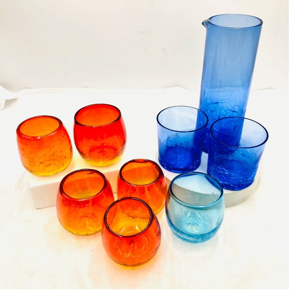 ガラス工芸 琉球 ガラス オレンジ 琉球ガラス 潮騒デコたるグラス 全3