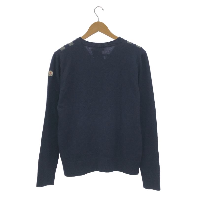 MONCLER グレー Vネックセーター M 中古】MONCLER ニット Vネック M ネイビー グレー[66] - メルカリ
