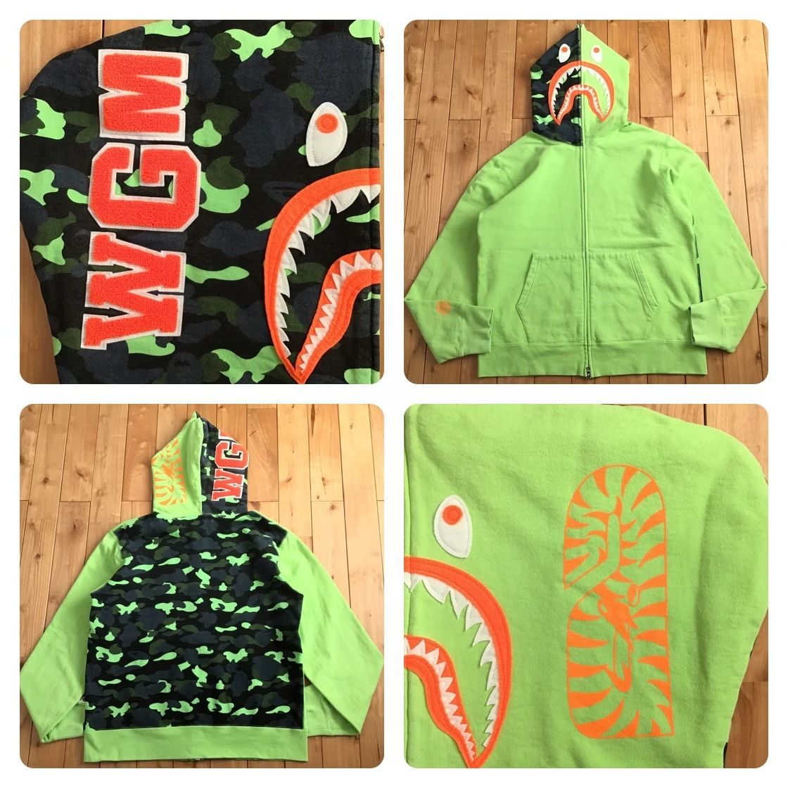☆XL☆ 1st camo neon シャーク パーカー shark full zip hoodie a