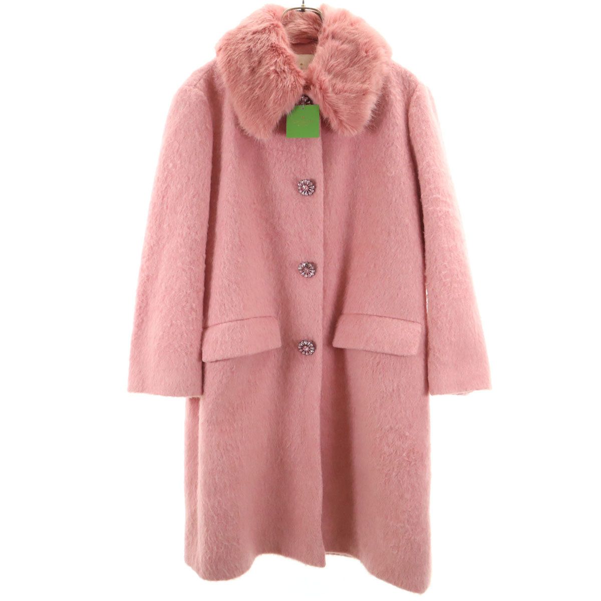 未使用 Kate Spade ケイトスペード フェイク ファーコート 8 ピンク