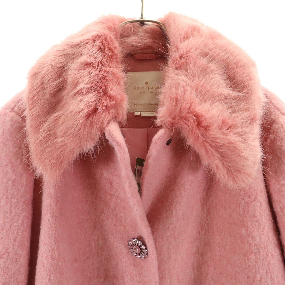 未使用 Kate Spade ケイトスペード フェイク ファーコート 8 ピンク