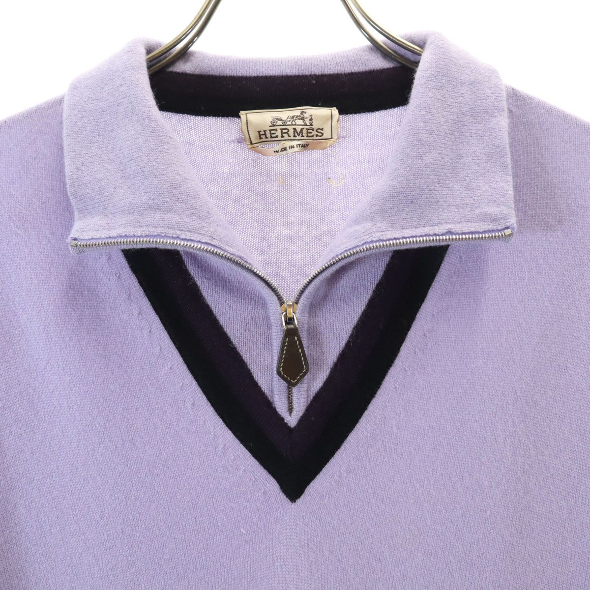 HERMES エルメス イタリア製 カシミヤ100％ 長袖 ハーフジップ ニット