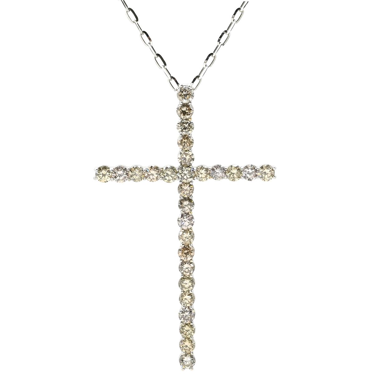 ネックレス ダイヤ 2.00ct クロス ペンダント ホワイトゴールド 十字架