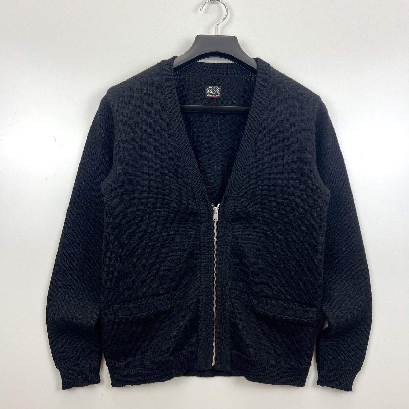 Rags McGREGOR BACK logo wool zip cardigan S ラグス マックレガー 