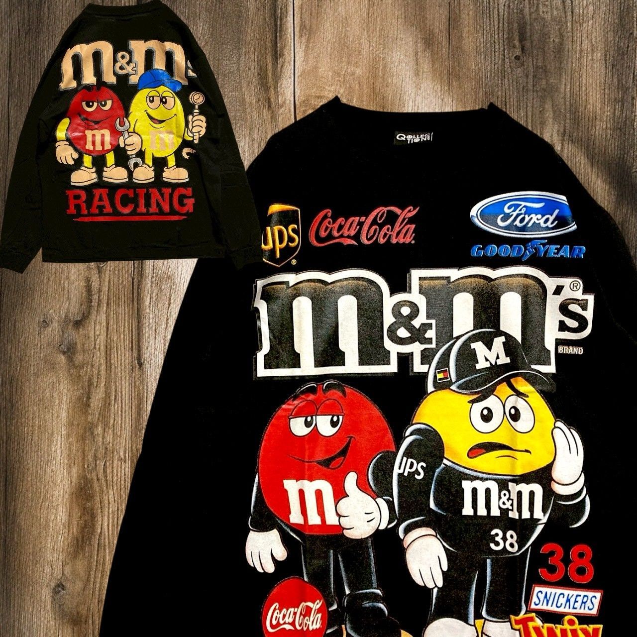 BSLE キャラ Tシャツ 長袖 ロンT ビンテージ 古着 黒 m&m
