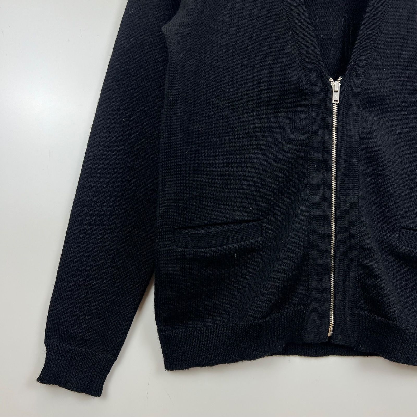 Rags McGREGOR BACK logo wool zip cardigan S ラグス マックレガー 