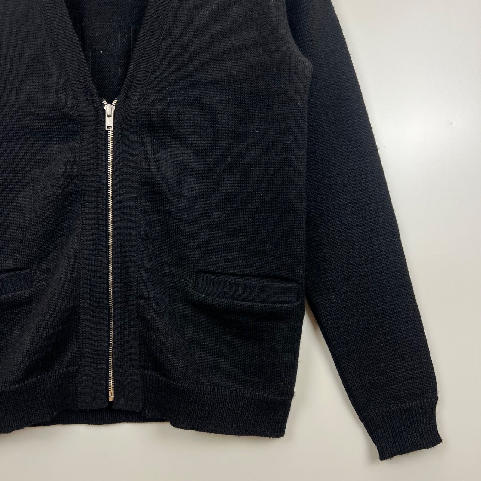 Rags McGREGOR BACK logo wool zip cardigan S ラグス マックレガー