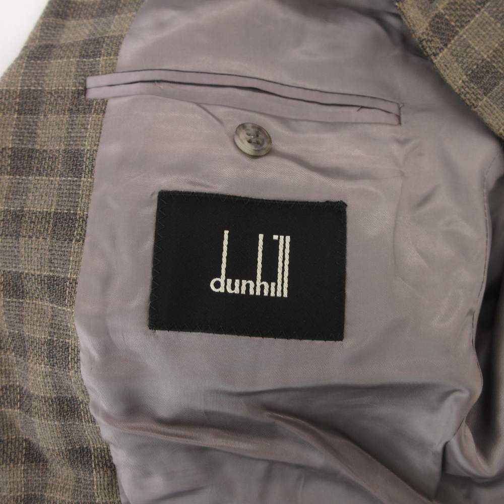 ダンヒル dunhill テーラードジャケット チェック柄 50 茶 ブラウン