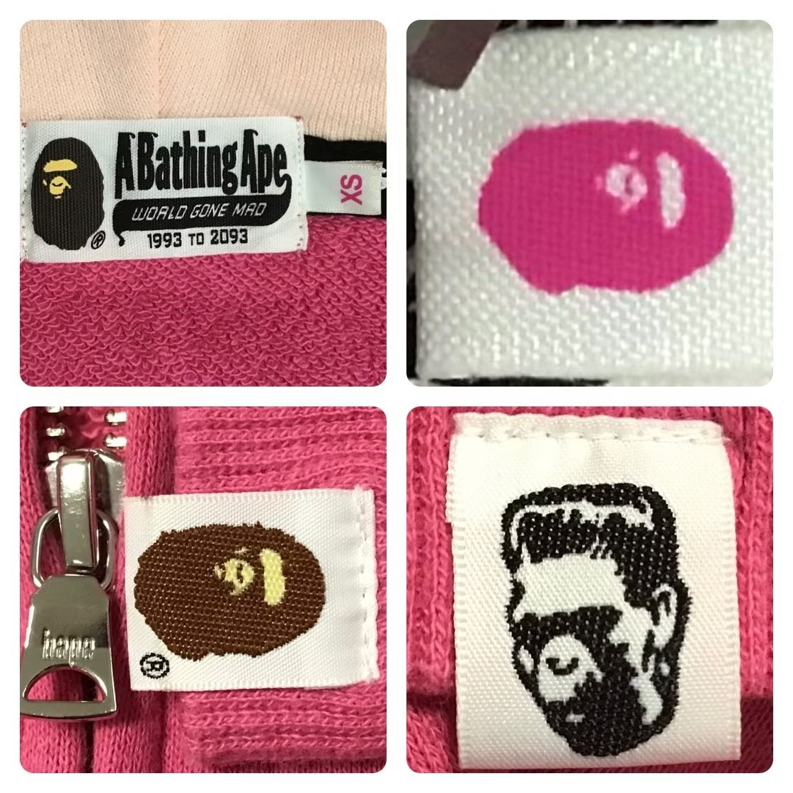 Bape Mピンク ダブル シャーク パーカーAPE A BATHING APE（アベイシングエイプ） パーカー 2ND SHARK FULL ZIP