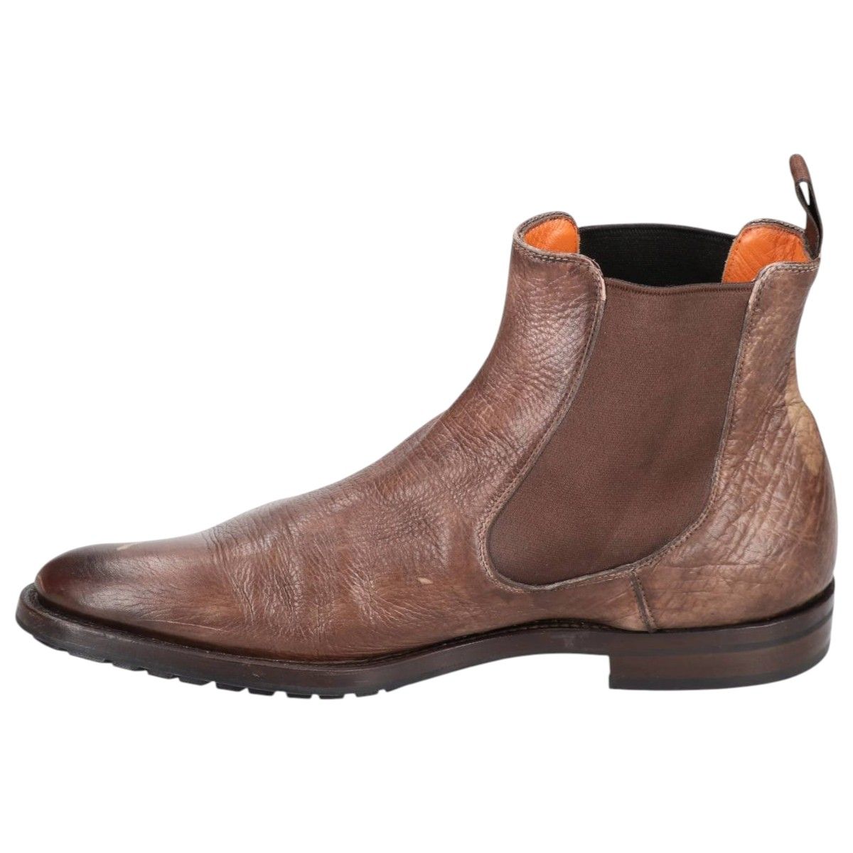 今日子 美品 サントーニ スエードサイドゴアブーツ ライトブラウン 7 SANTONI（サントーニ） メンズ サイドゴアブーツ MGSI13414 ブラウン