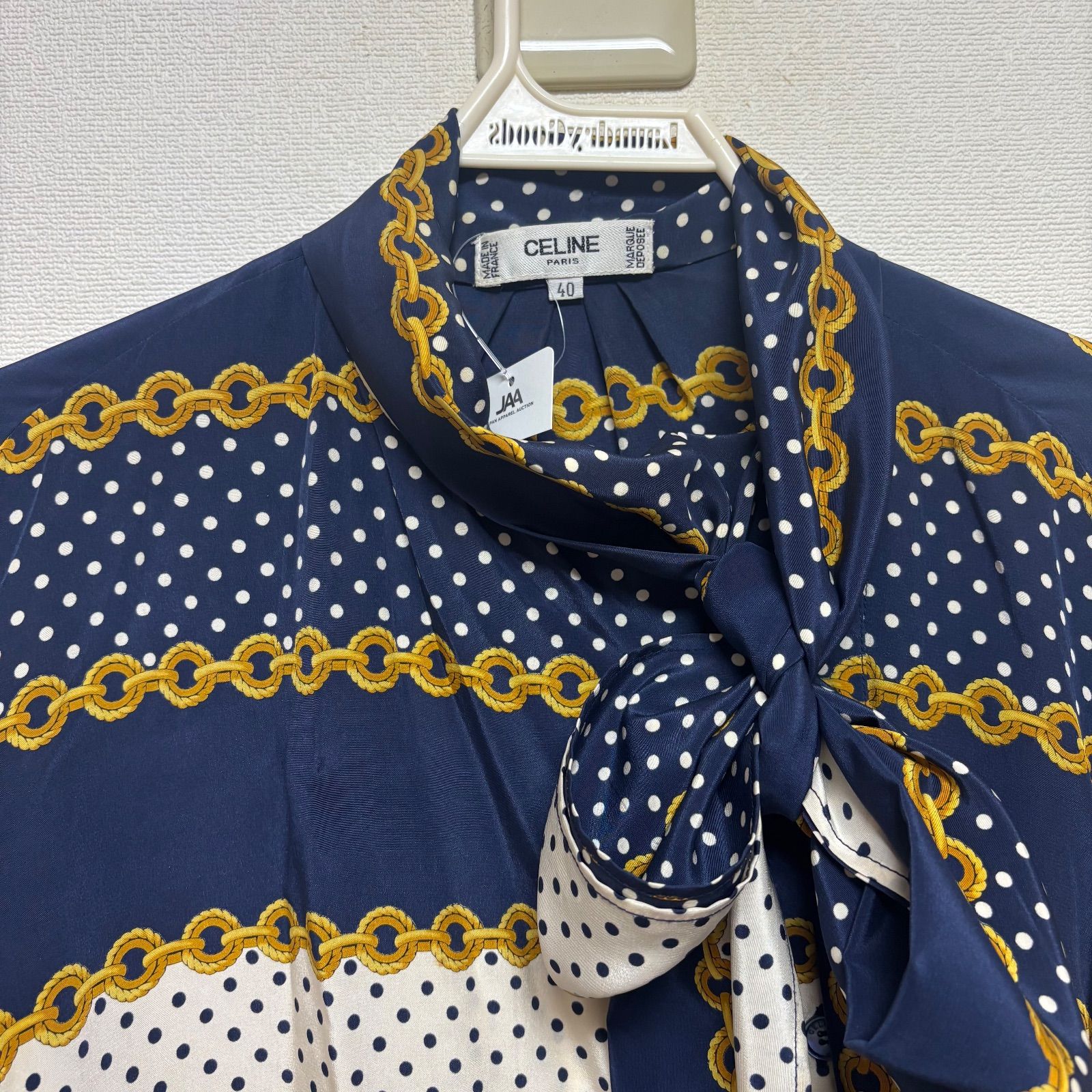 美品】✨ CELINE セリーヌ シルク ボウタイ 長袖スカーフ付きブラウス