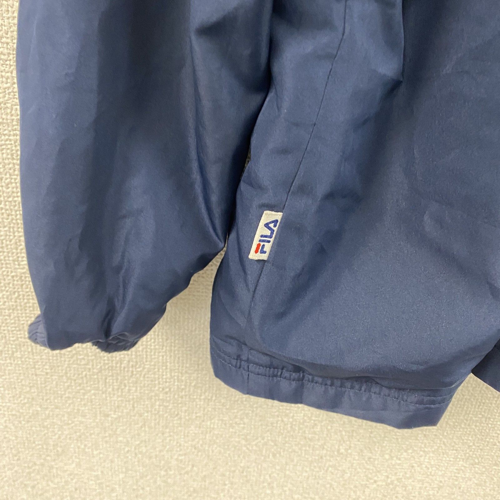 FILA ネイビー XL ジャケット 古着 used FILA フィラ コーチジャケット デカロゴ 紺 ネイビー XL