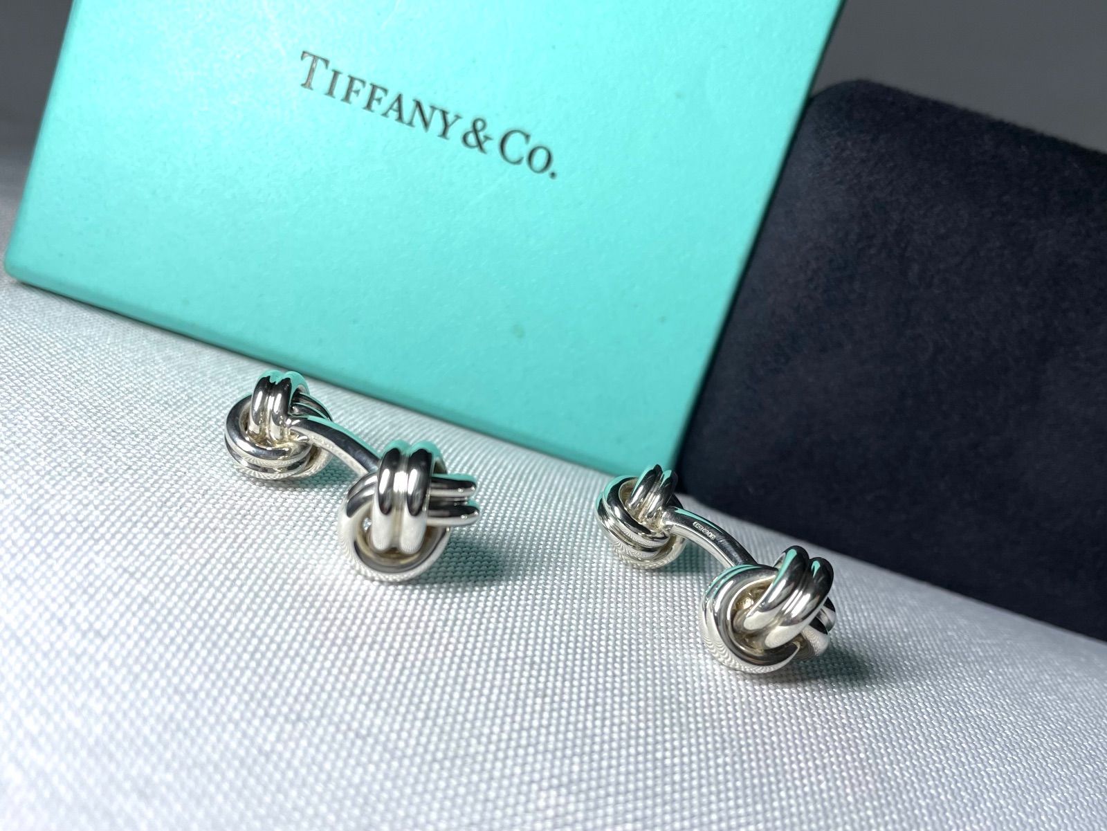 美品 TIFFANY ティファニー ツイストノットカフス ボタン カフリンクス